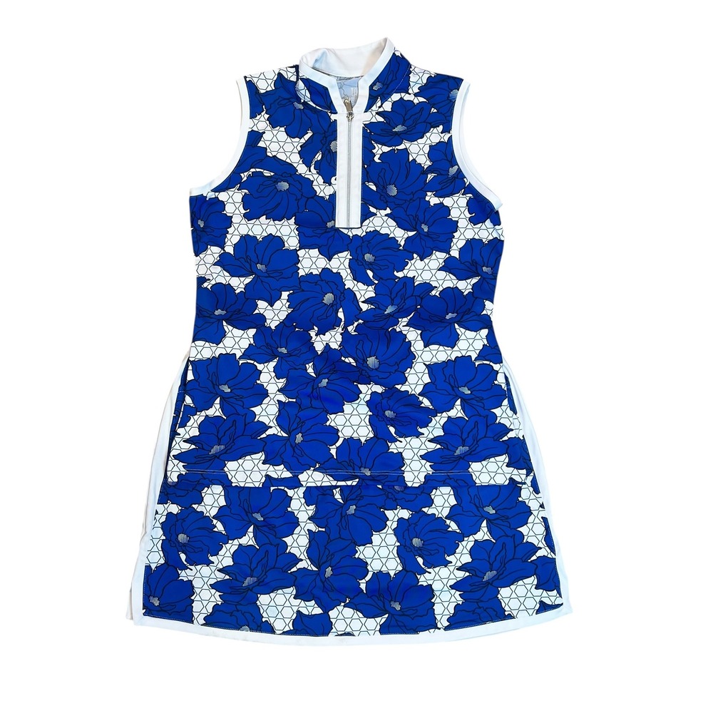 Tail Activewear Womens Blue Floral Golf Top and Skort Set Size Medium 2 Piece